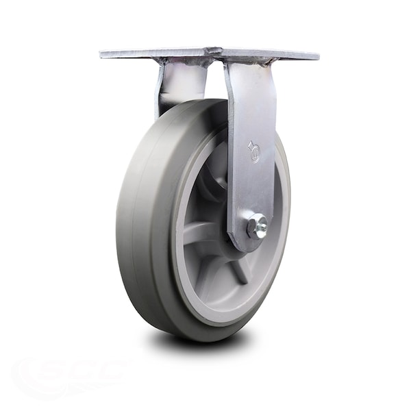 8 Inch Heavy Duty Thermoplastic Rubber Rigid Caster with Roller Bearing SCC